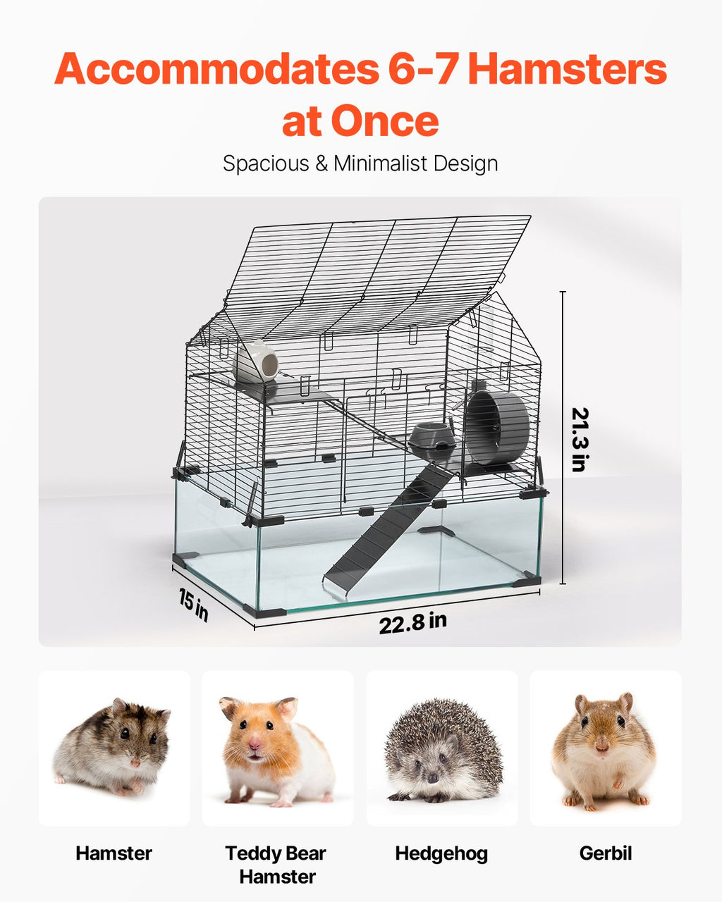 Wire Hamster Cage Habitat 22.8in Pet Rodent Gerbil Mice Small Animal House — Hamster Cages | GetPawsy