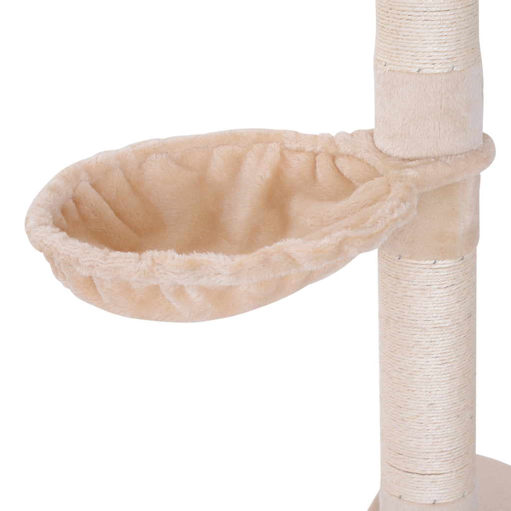  102" Adjustable Height Floor to Ceiling Cat Tree, 5 Level Cat Tower with Scratching Posts, Hammock, Beige — Cat Trees & Cond