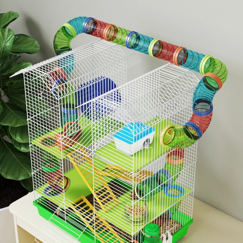 5-Tier Hamster Habitat – Enclosure Cage with Tubes, Wheel & Accessories — Hamster Cages | GetPawsy
