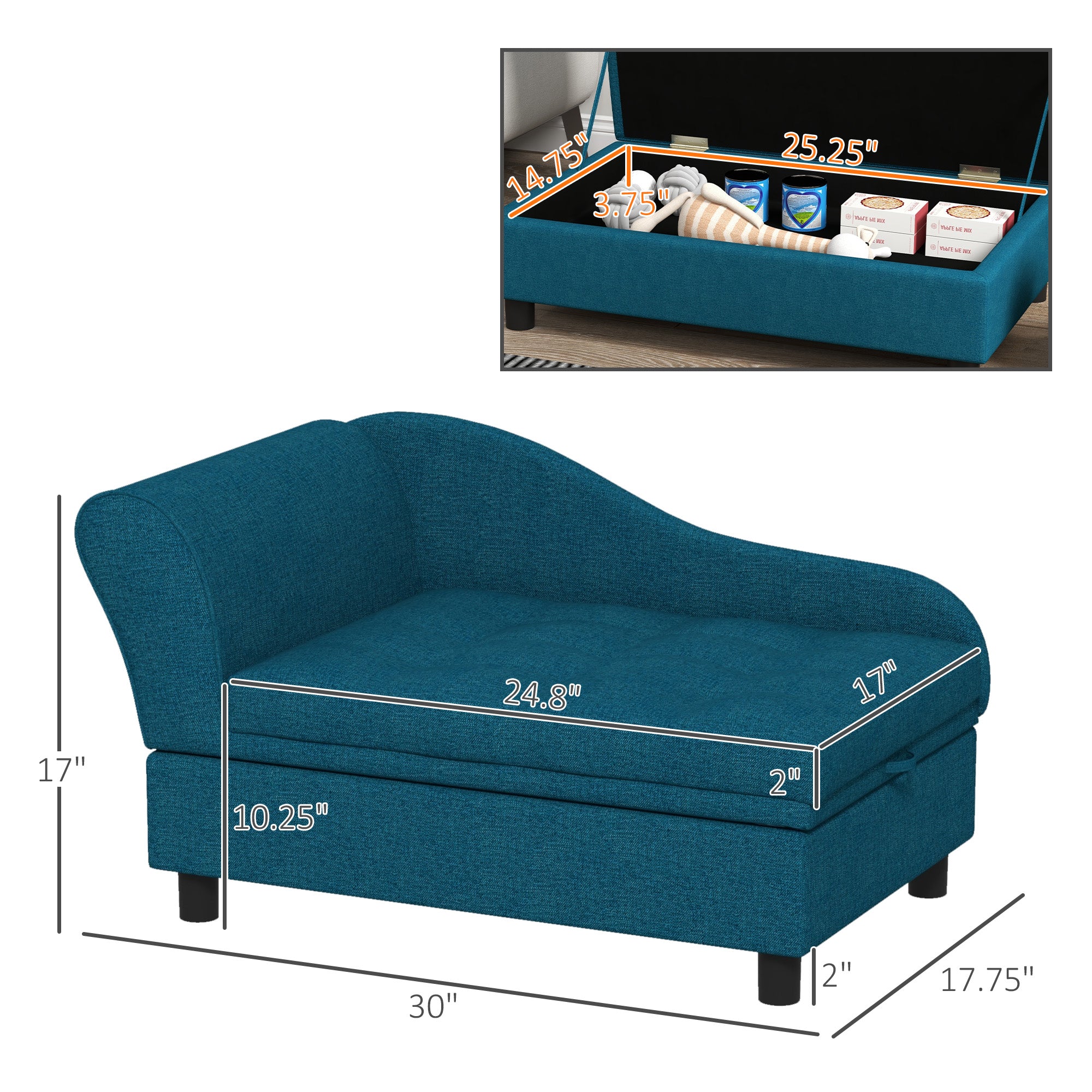 Pet Sofa Dog Sofa for Small Dogs with Storage, Dark Blue — Dog Toys | GetPawsy