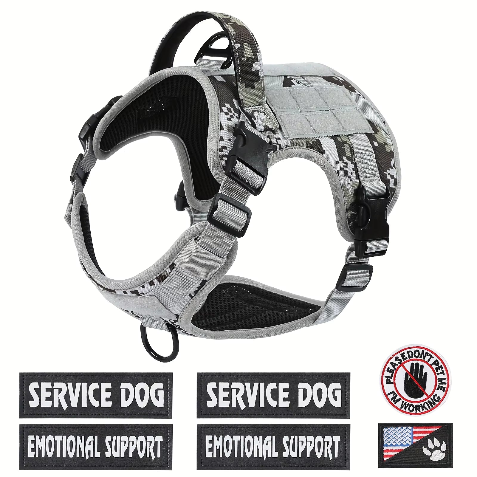 Tactical Dog Harness – Adjustable Reflective Service Vest with Metal Buckle for Dogs — Dog Collars & Leashes | GetPawsy