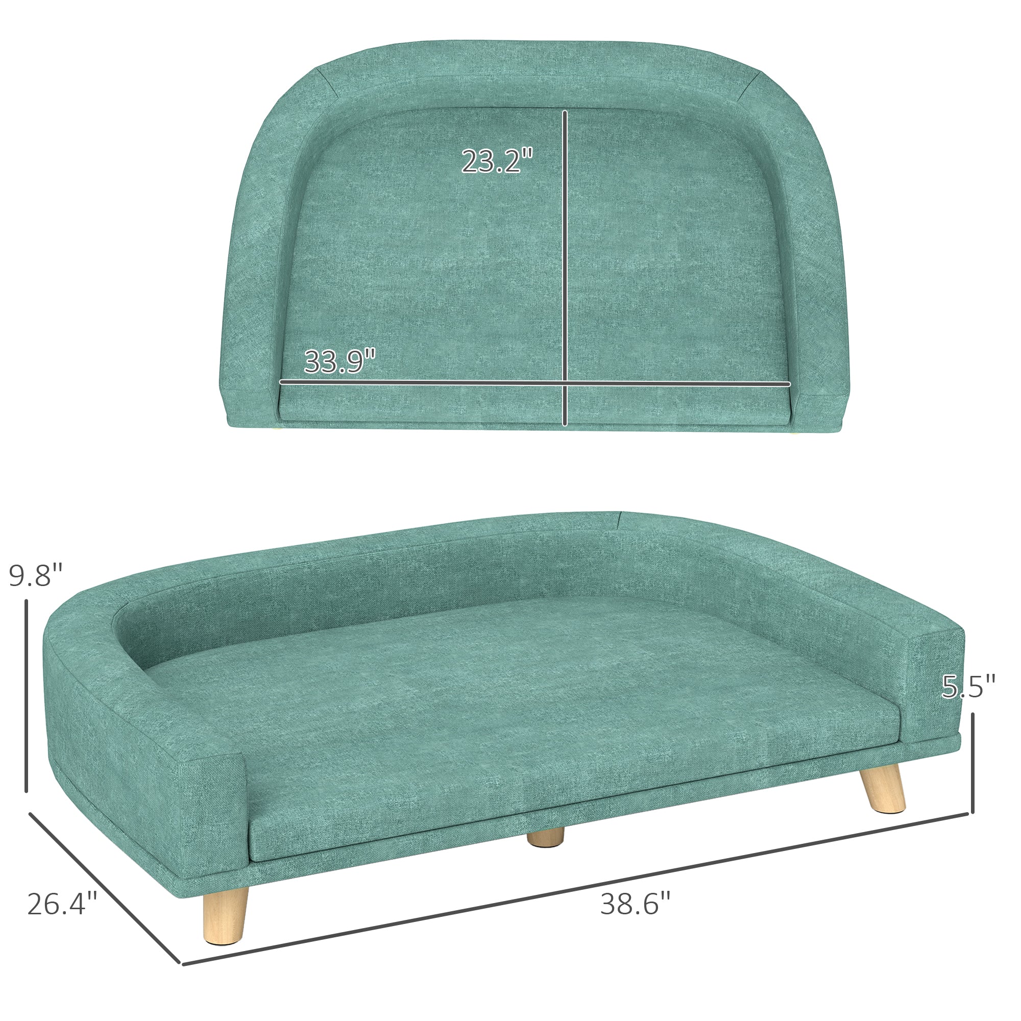  Dog Sofa Couch Bed with Washable Cushion for Large Dogs, Cats, Green — Dog Toys | GetPawsy