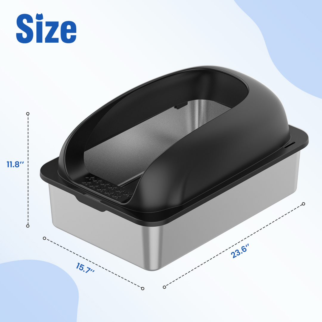 Stainless Steel Cat Litter Box With Lid, Large Cat Litter Box For Big Cats, Scoop And Mat Included — Cat Litter Boxes | GetPa
