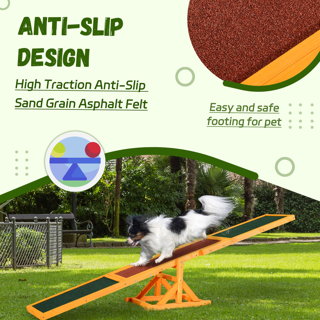  Wooden Dog Agility Seesaw for Training and Exercise, Platform Equipment Run Game Toy, Weather Resistant Pet Supplies, 71" L 