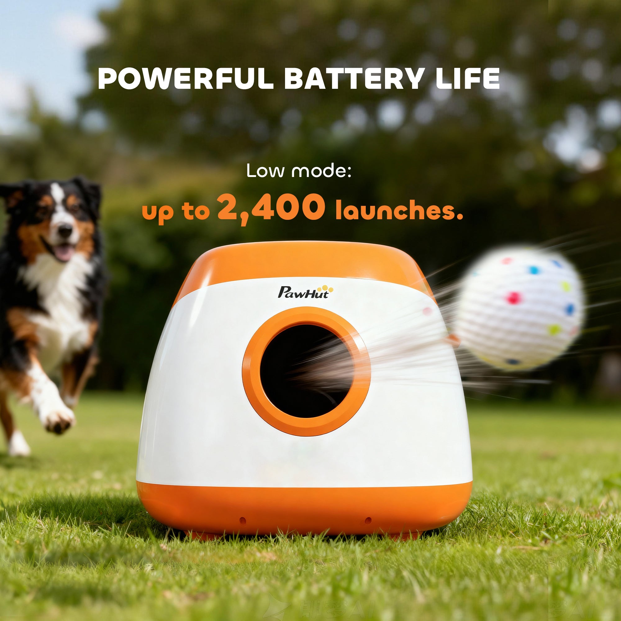 Automatic Dog Ball Launcher with 26-79 FT Distance, Automatic Ball Launcher for Medium and Large Dogs, Orange — Dog Toys | Ge