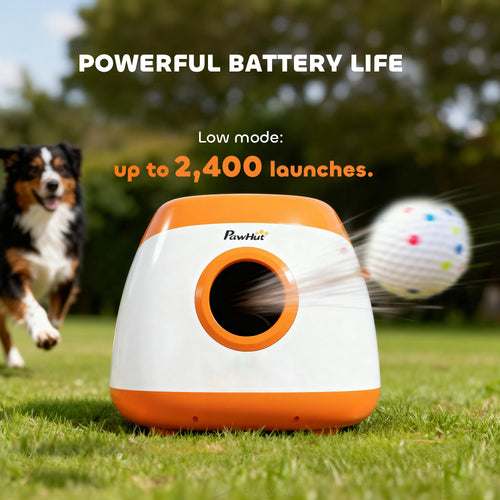 Automatic Dog Ball Launcher with 26-79 FT Distance, Automatic Ball Launcher for Medium and Large Dogs, Orange — Dog Toys | Ge