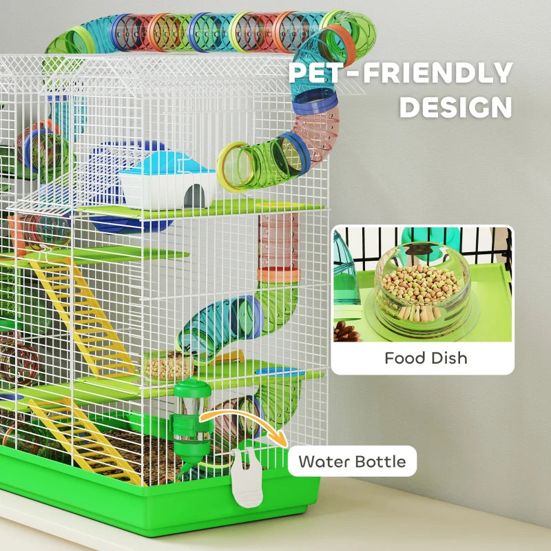 5-Tier Hamster Habitat – Enclosure Cage with Tubes, Wheel & Accessories — Hamster Cages | GetPawsy