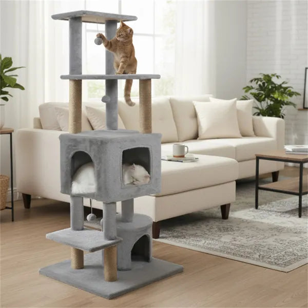 Cat Tree – Multi-Level Tower with Plush Perches & Jute Scratch Posts — Cat Trees & Condos | GetPawsy