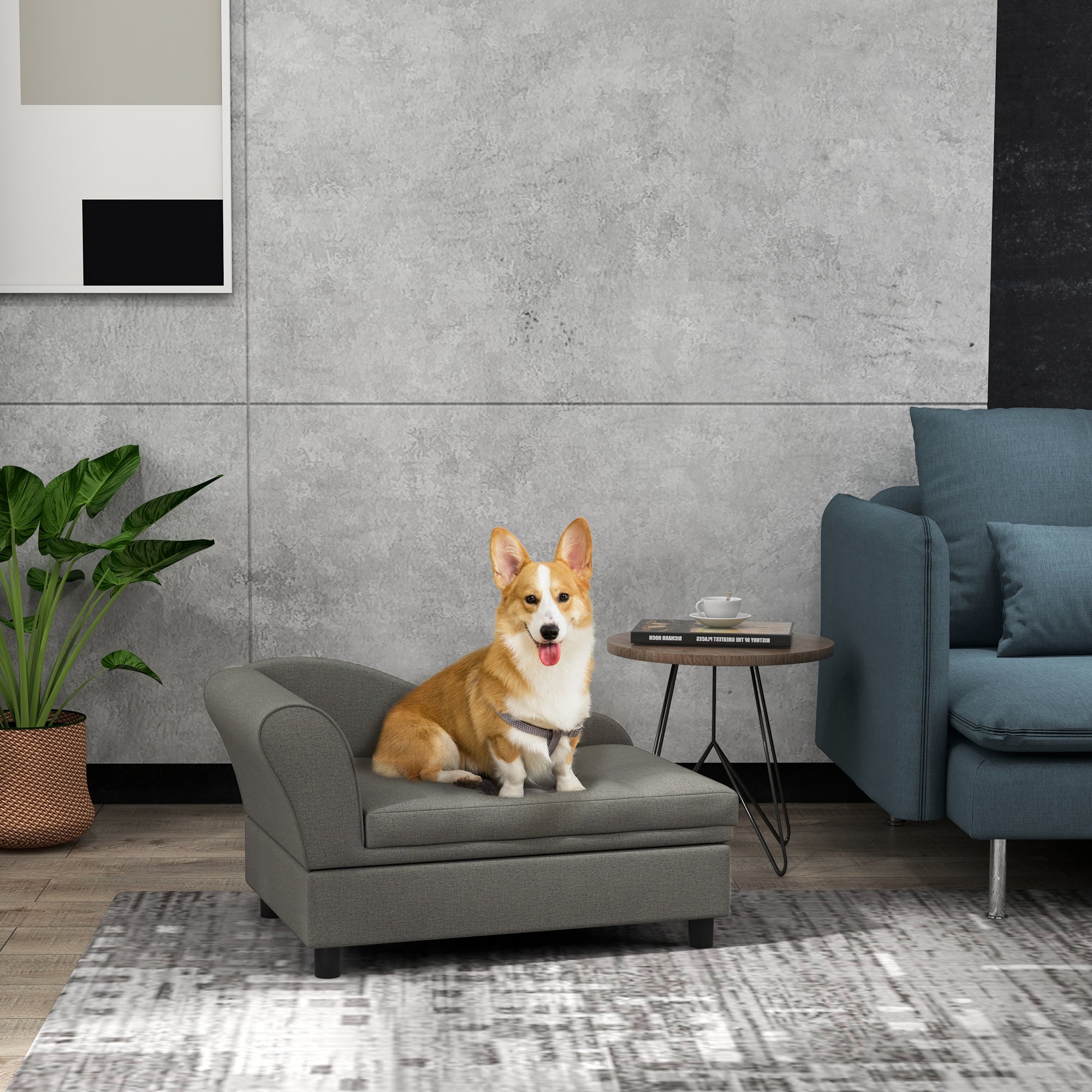  Pet Sofa Dog Sofa for Small Dogs with Storage, Gray — Dog Toys | GetPawsy