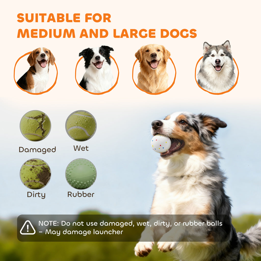 Automatic Dog Ball Launcher with 26-79 FT Distance, Automatic Ball Launcher for Medium and Large Dogs, Orange — Dog Toys | Ge