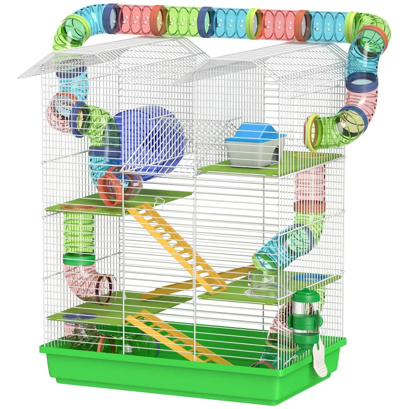 5-Tier Hamster Habitat – Enclosure Cage with Tubes, Wheel & Accessories — Hamster Cages | GetPawsy