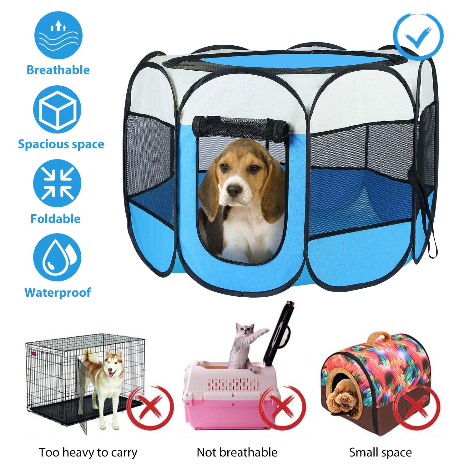 Foldable Pet Tent – Portable Exercise Kennel Pen for Dogs & Cats — Dog Houses | GetPawsy