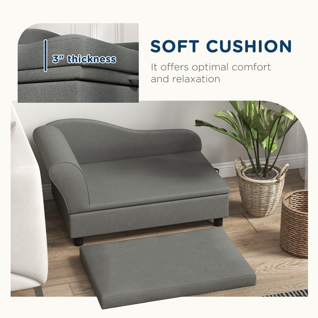  Pet Sofa Dog Sofa for Small Dogs with Storage, Gray — Dog Toys | GetPawsy