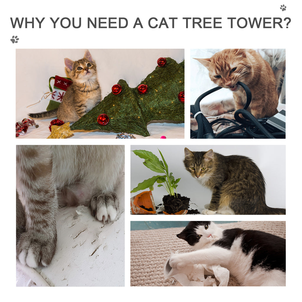  102" Adjustable Height Floor to Ceiling Cat Tree, 5 Level Cat Tower with Scratching Posts, Hammock, Beige — Cat Trees & Cond