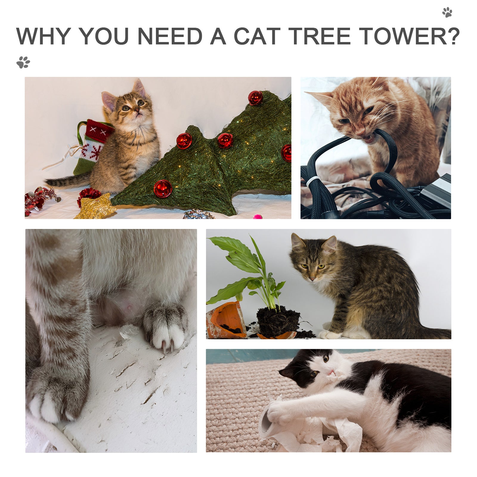  102" Adjustable Height Floor to Ceiling Cat Tree, 5 Level Cat Tower with Scratching Posts, Hammock, Beige — Cat Trees & Cond