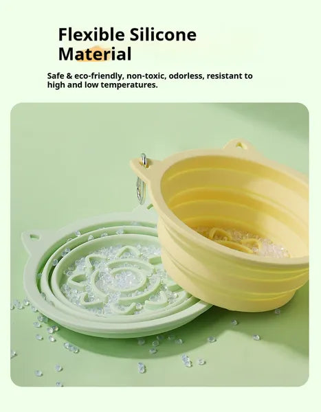 Foldable Dog Travel Bowl – 3-in-1 Slow Feeder with Suction Cups — Dog Bowls & Feeders | GetPawsy