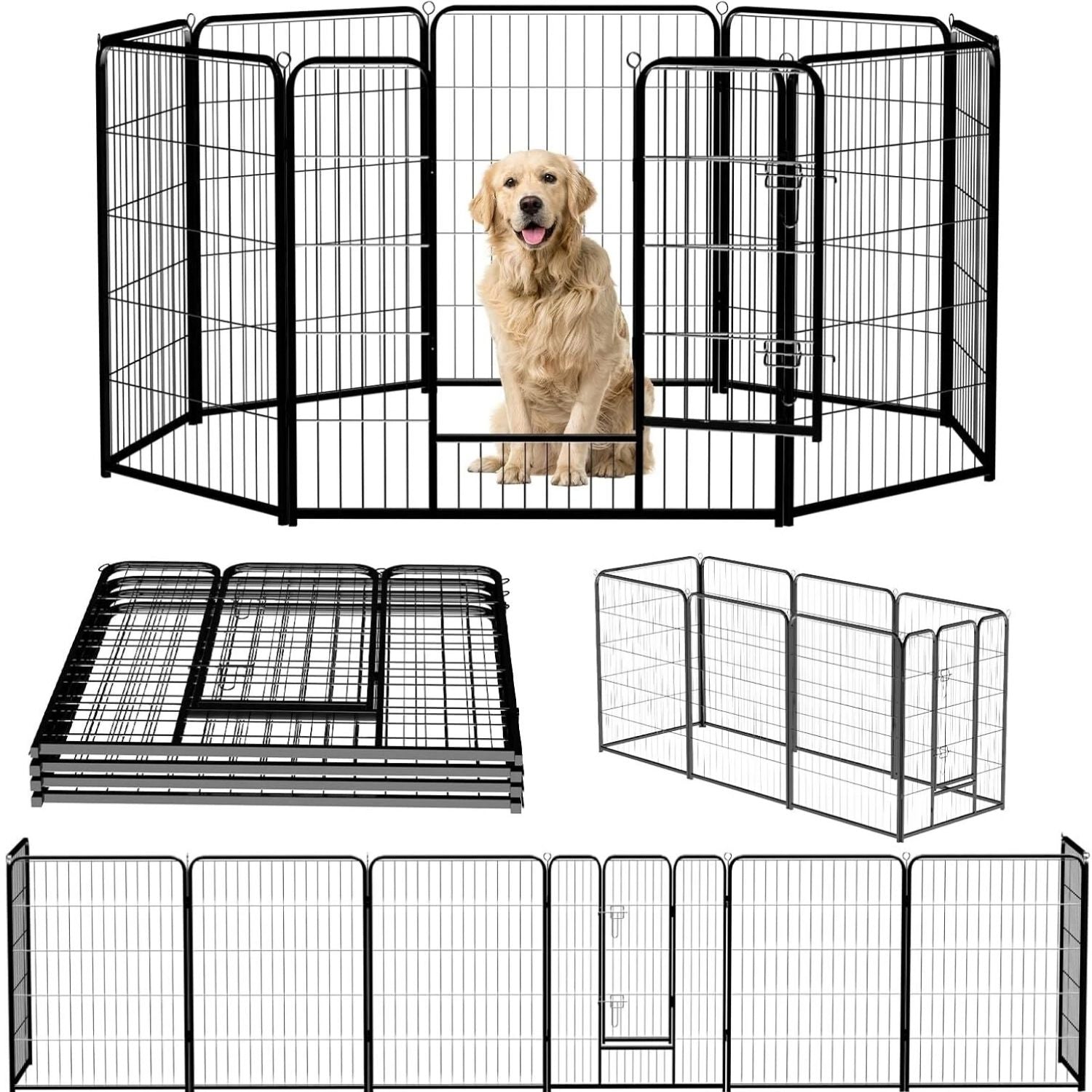 Indoor Outdoor Dog Playpen, Premium Pet Puppy Fence With Gate, Portable Cage — Pet Guardrails | GetPawsy
