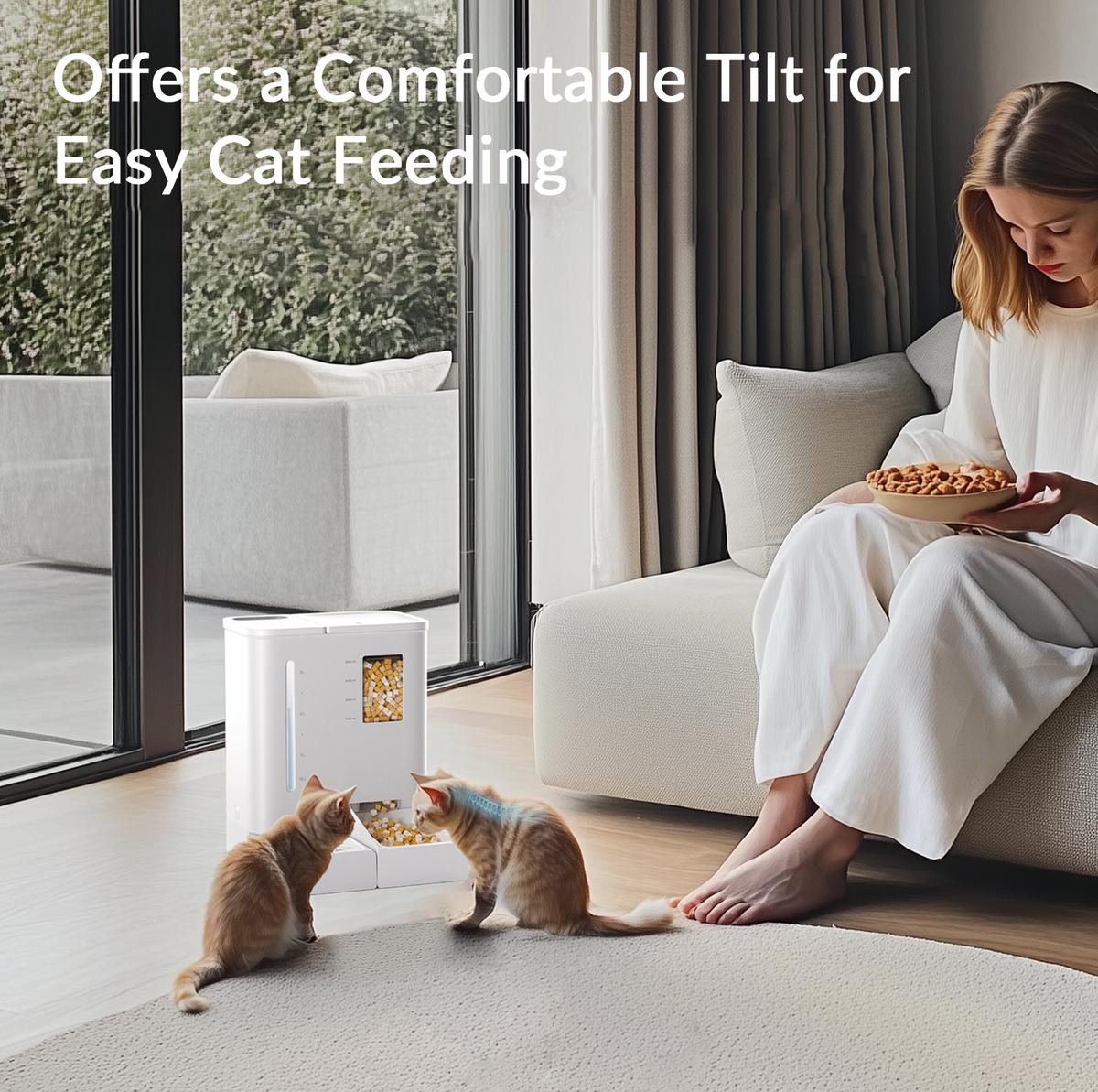 Waithem WiFi Automatic Pet Feeder & Waterer 2-in-1 Set App-Controlled, 2-Week Capacity, Detachable &Washable, Moisture-Proof 