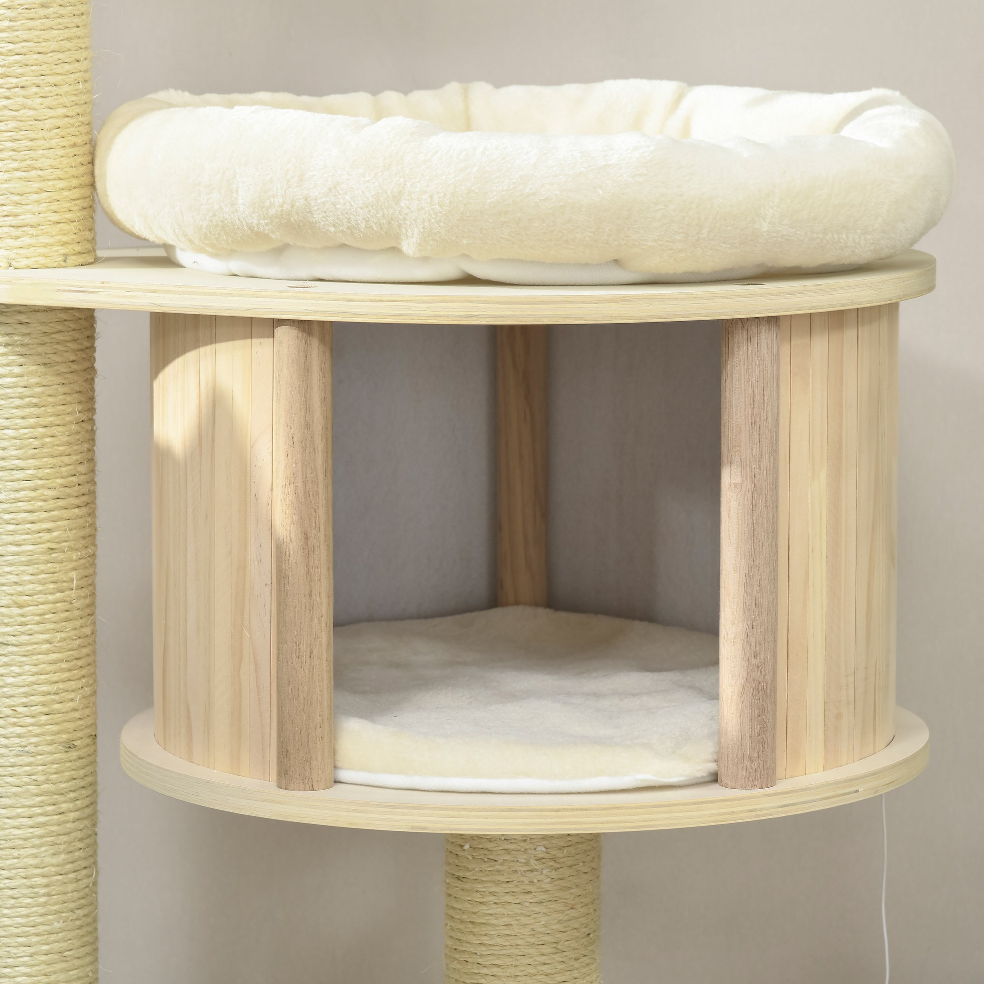  Cat Tree, 3 Level Cat Tower with Scratching Posts, Bed, Condo, Badminton Toys, for Multiple Kittens — Cat Trees & Condos | G