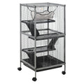 PawHut Metal Small Animal Cage Rolling Big Ferret Cage, Chinchilla Cage, Sugar Glider Cage, With Hammock & 4 Tiers, Removable