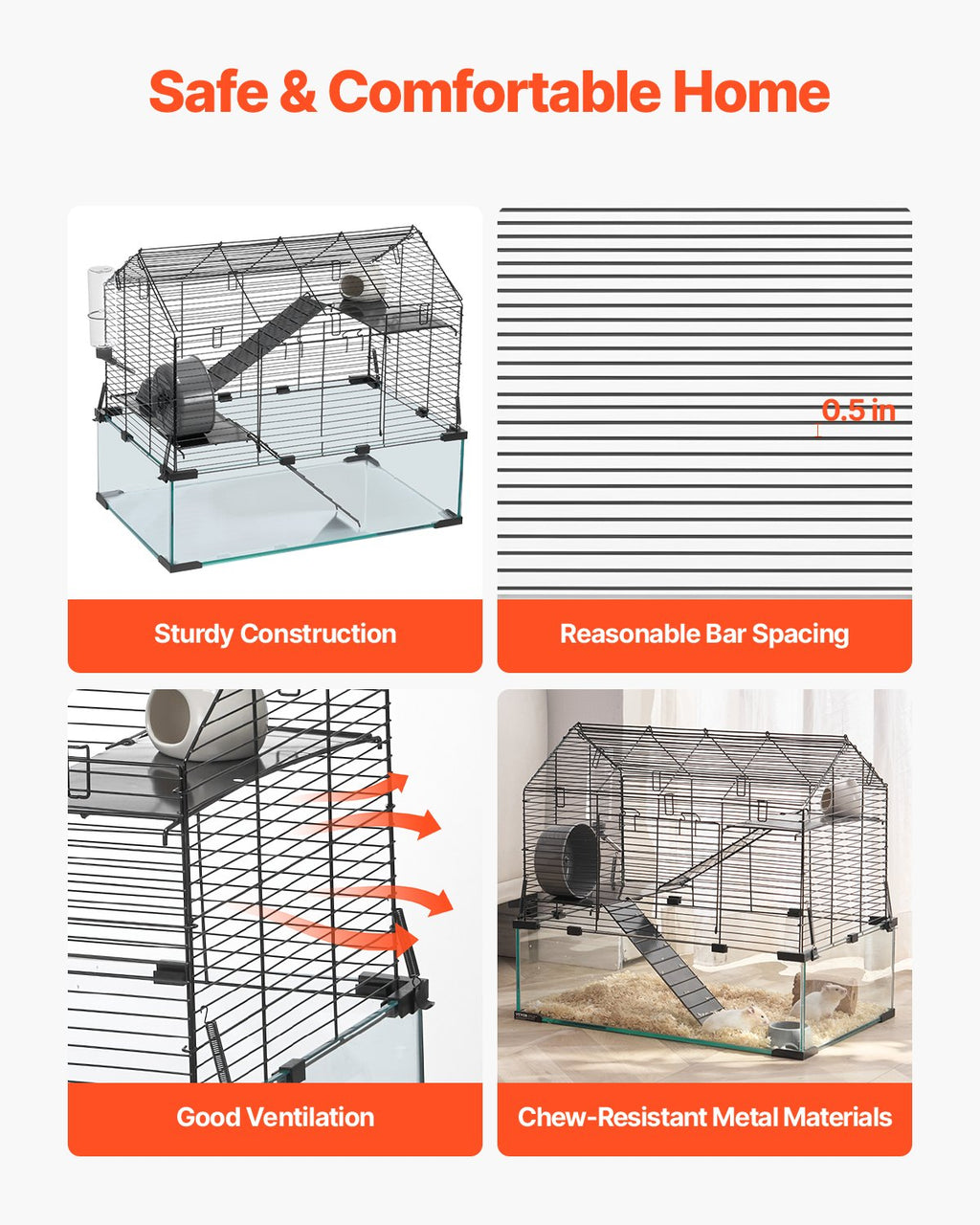 Wire Hamster Cage Habitat 22.8in Pet Rodent Gerbil Mice Small Animal House — Hamster Cages | GetPawsy