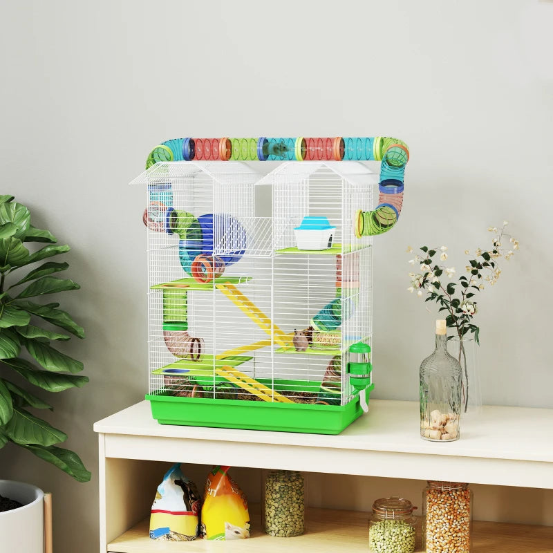 5-Tier Hamster Habitat – Enclosure Cage with Tubes, Wheel & Accessories — Hamster Cages | GetPawsy