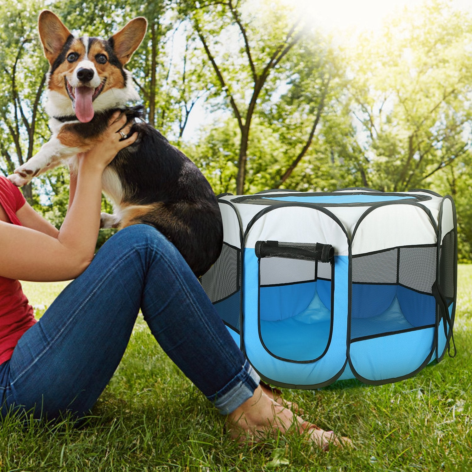 Foldable Pet Tent – Portable Exercise Kennel Pen for Dogs & Cats — Dog Houses | GetPawsy