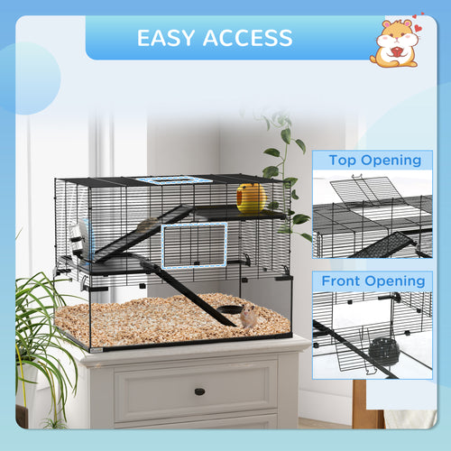  31" Hamster Cage, Gerbil Cage with Glass Basin for Small Hamsters, Black — Hamster Cages | GetPawsy
