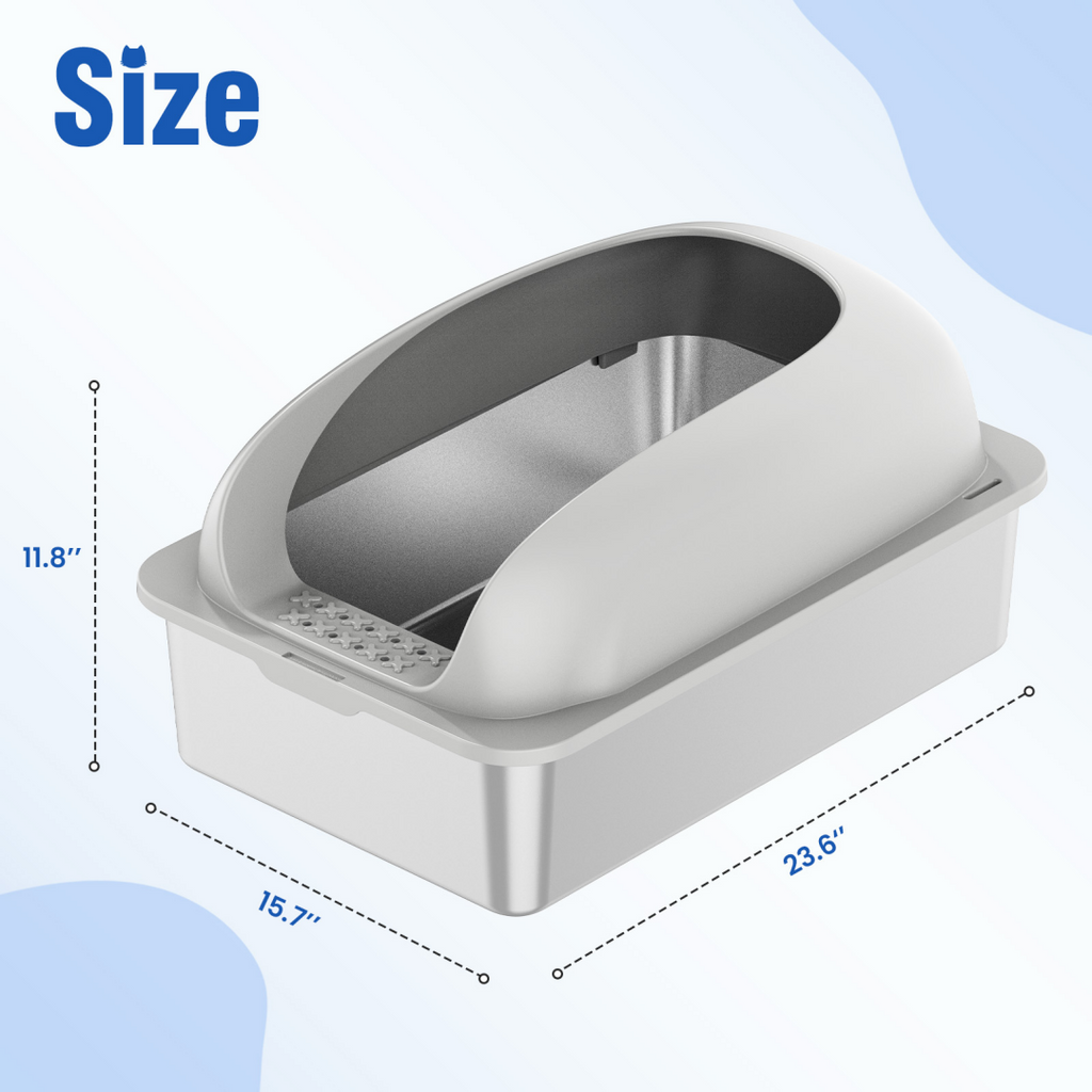 Stainless Steel Cat Litter Box With Lid, Large Cat Litter Box For Big Cats, Scoop And Mat Included — Cat Litter Boxes | GetPa