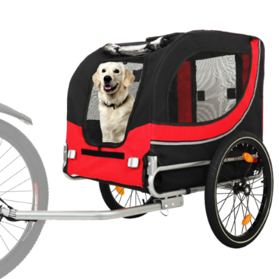 Large Folding Bike Trailer For Dogs  120LB Capacity All-Terrain Pet Carrier, Durable Steel Frame For Cycling, Jogging, Campin