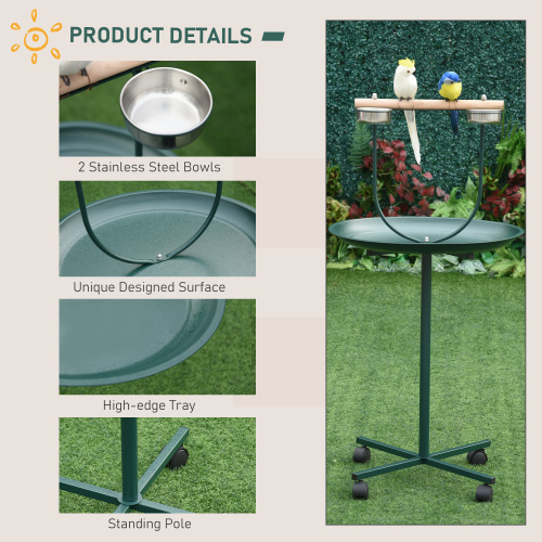 Bird Training Perch Stand – Rolling T-Bracket Playground Stand for Birds — Bird Toys | GetPawsy