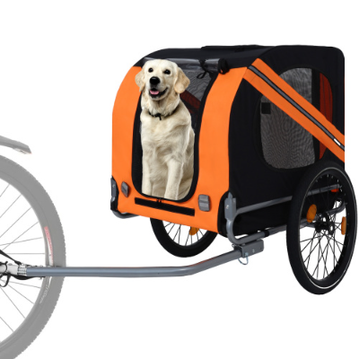 Large Folding Bike Trailer For Dogs  120LB Capacity All-Terrain Pet Carrier, Durable Steel Frame For Cycling, Jogging, Campin
