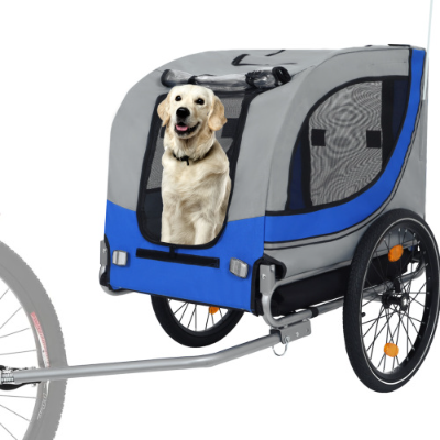 Large Folding Bike Trailer For Dogs  120LB Capacity All-Terrain Pet Carrier, Durable Steel Frame For Cycling, Jogging, Campin