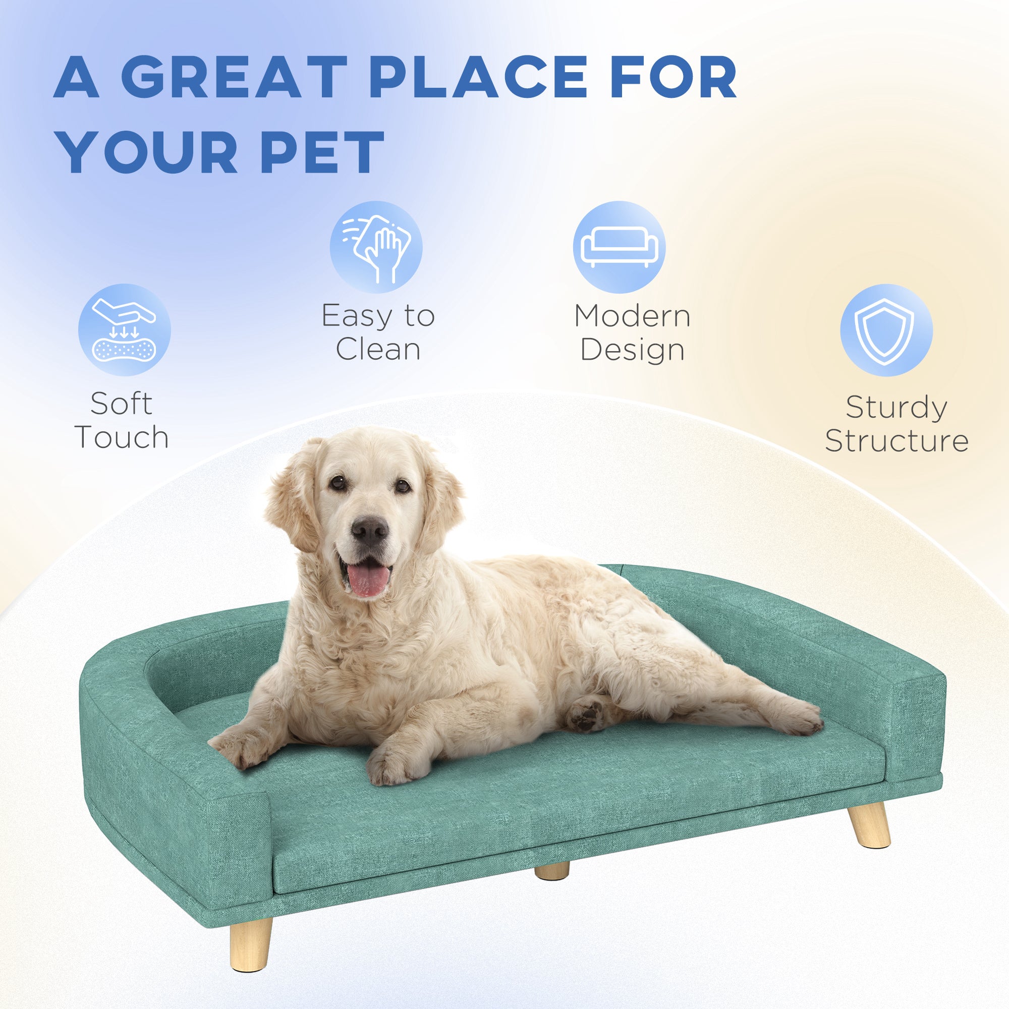  Dog Sofa Couch Bed with Washable Cushion for Large Dogs, Cats, Green — Dog Toys | GetPawsy