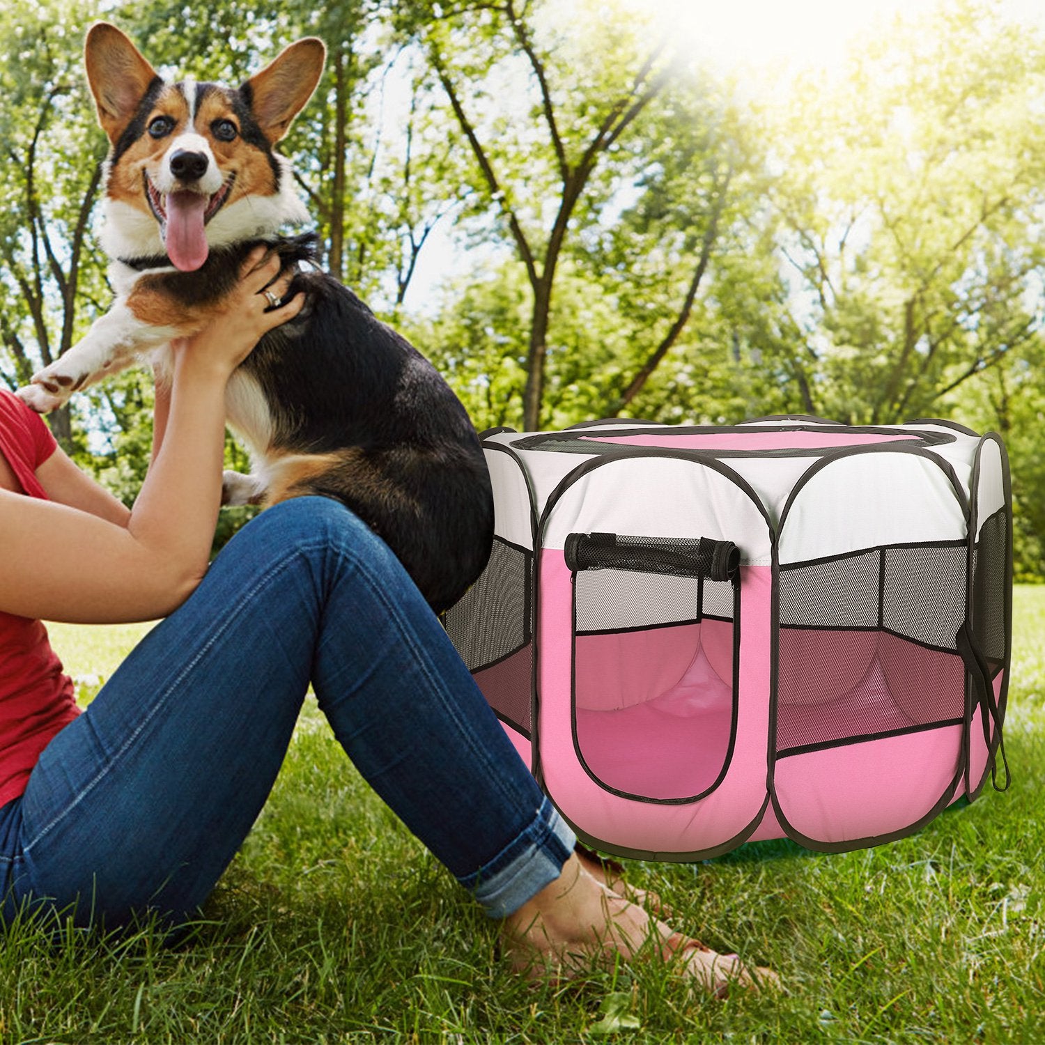 Foldable Pet Tent – Portable Exercise Kennel Pen for Dogs & Cats — Dog Houses | GetPawsy