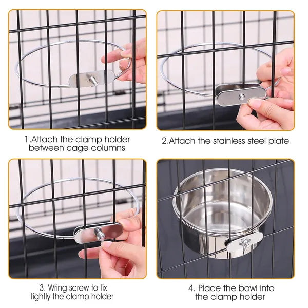 Hanging Dog Bowl – Stainless Steel Food & Water Bowl for Cages — Dog Bowls & Feeders | GetPawsy