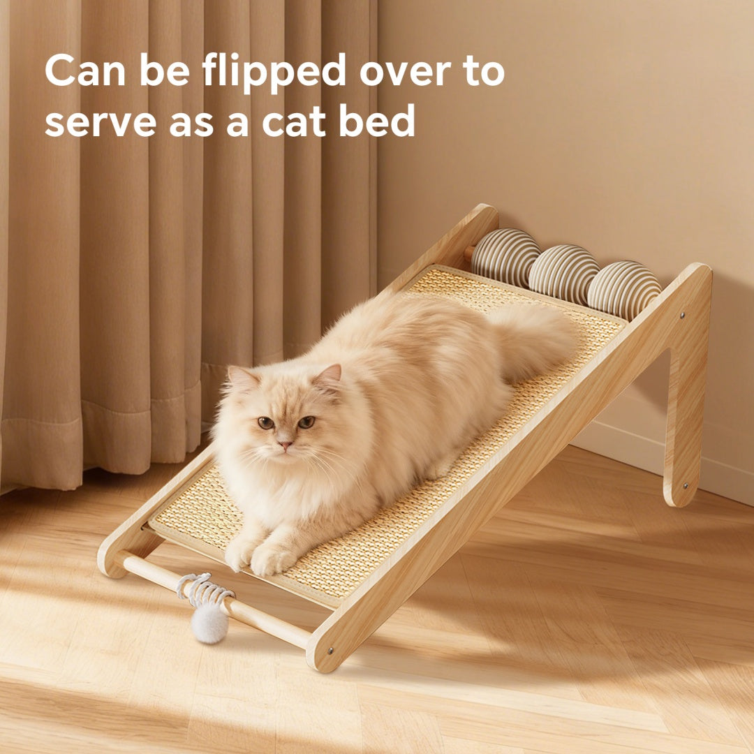 L Rattan Cat Scratching Post With Ball Attachment — Pet Furniture Tools | GetPawsy