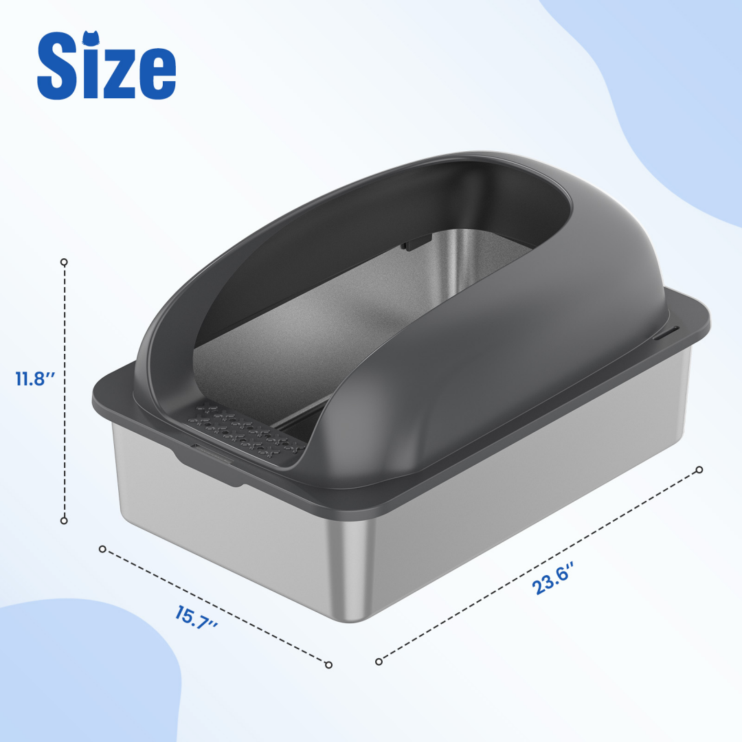 Stainless Steel Cat Litter Box With Lid, Large Cat Litter Box For Big Cats, Scoop And Mat Included — Cat Litter Boxes | GetPa