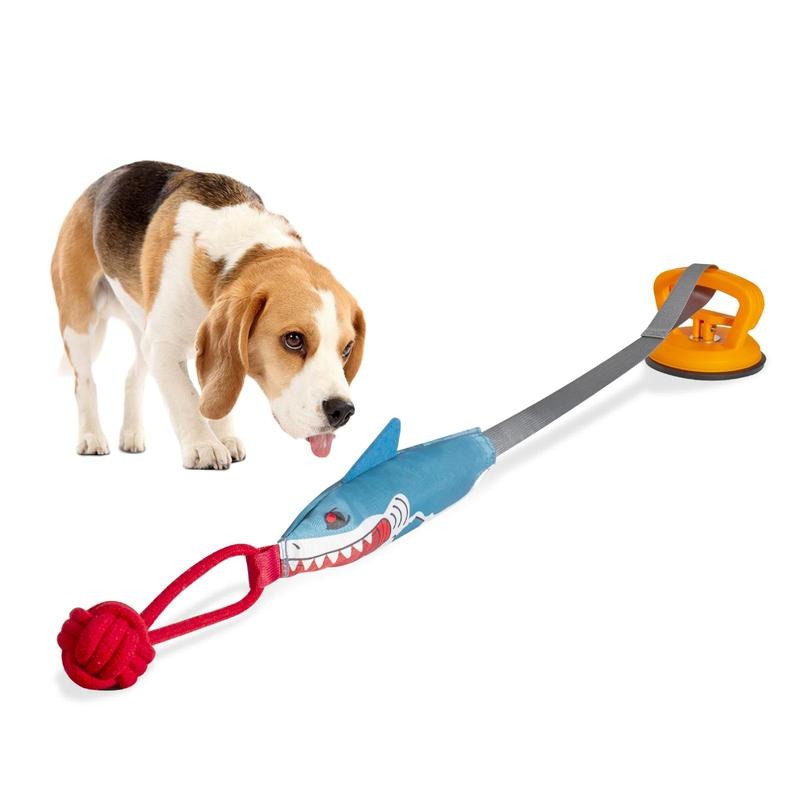 PROKEl Shark Shaped Pet Toy, Interactive TwineToy Ball Dog Toy With Suction Cup, Pet Chew ToyFor Dogs & Cats Funny Dogtoys Sq
