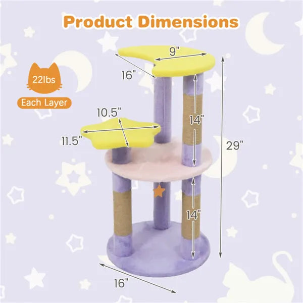 Cat Tree Condo – 4-Level Moon & Star Jute Scratching Post for Cats — Cat Trees & Condos | GetPawsy