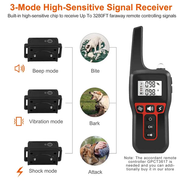 Waterproof Dog Training Collar Receiver – Shock, Vibration & Beep for Dogs — Dog Collars & Leashes | GetPawsy