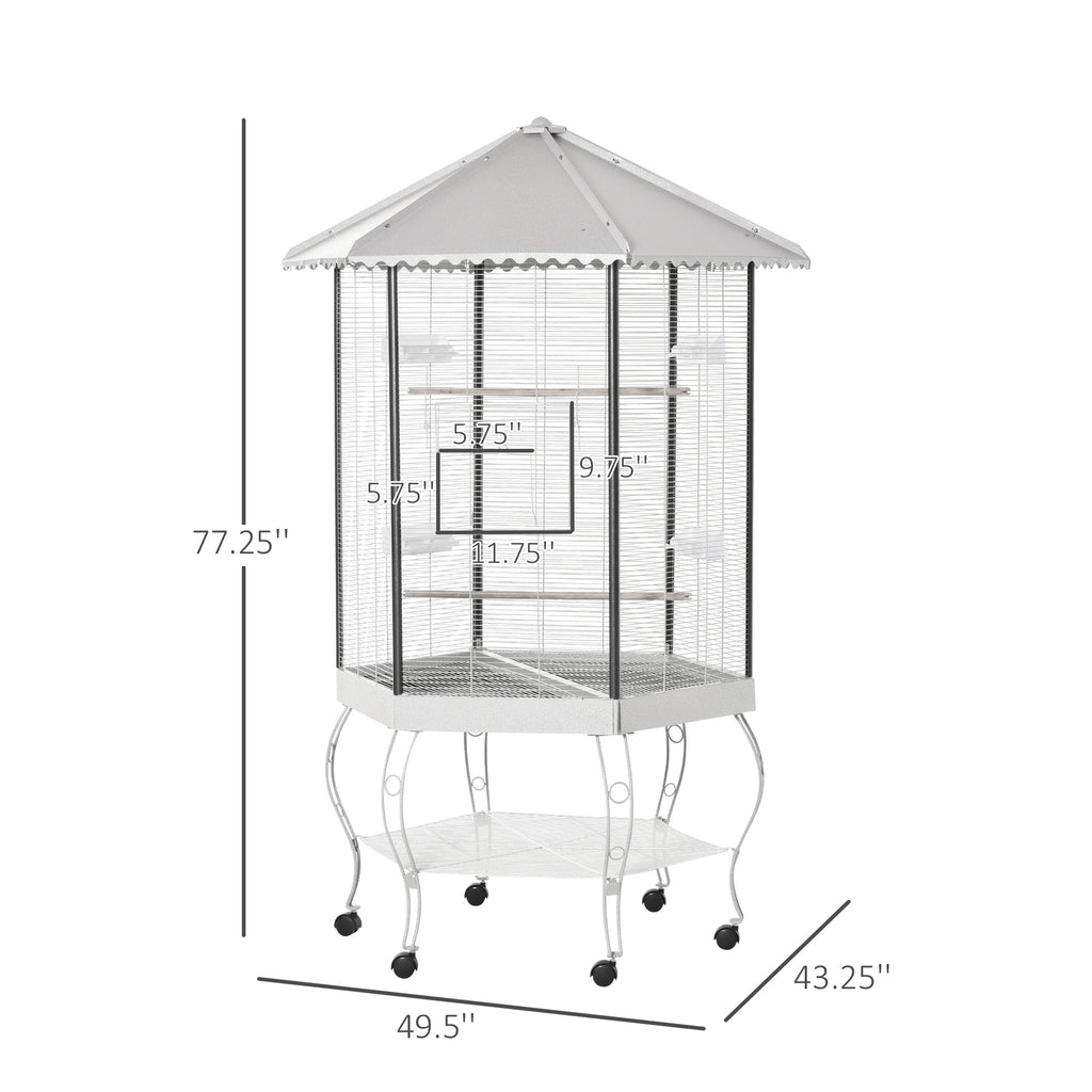  77" Flight Bird Cage Hexagon Covered Canopy Portable Aviary With Storage — Bird Cages | GetPawsy