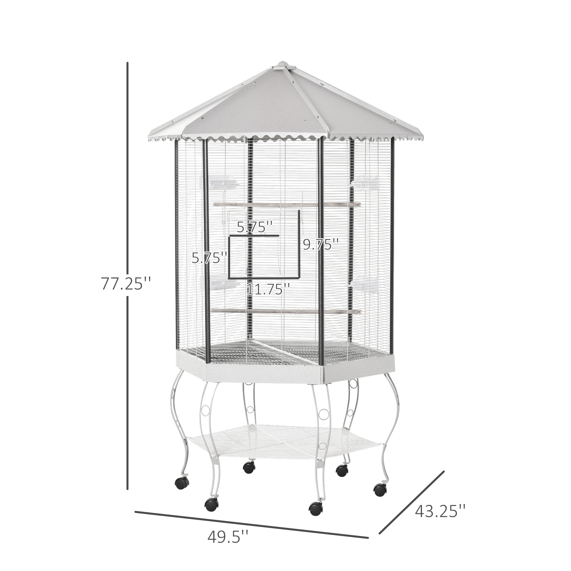  77" Flight Bird Cage Hexagon Covered Canopy Portable Aviary With Storage — Bird Cages | GetPawsy