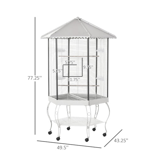  77" Flight Bird Cage Hexagon Covered Canopy Portable Aviary With Storage — Bird Cages | GetPawsy