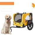 Yellow Outdoor Heavy Duty Foldable Practical Pet Stroller Dog Carrier With Bicycle Tow — Dog Carriers | GetPawsy