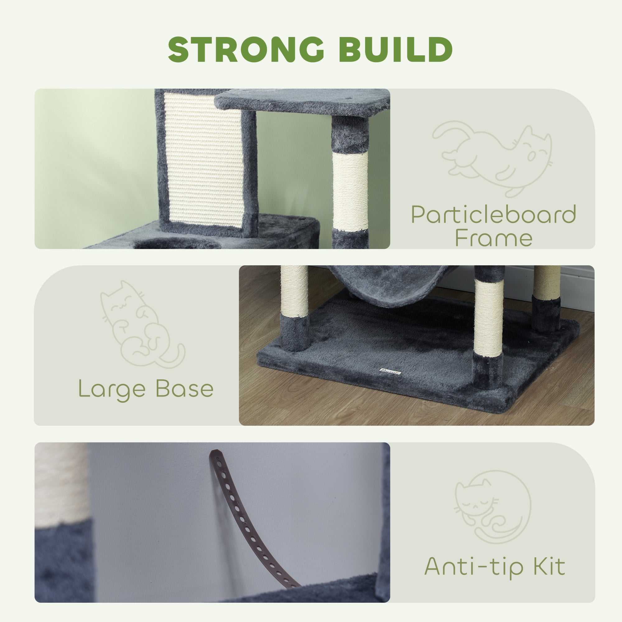  81" Cat Tree w/ Cat Scratching Posts, Scratching Board, Condos, Beds, Hammocks, Toy Balls, Rope Cat Toy, Gray — Cat Trees & 