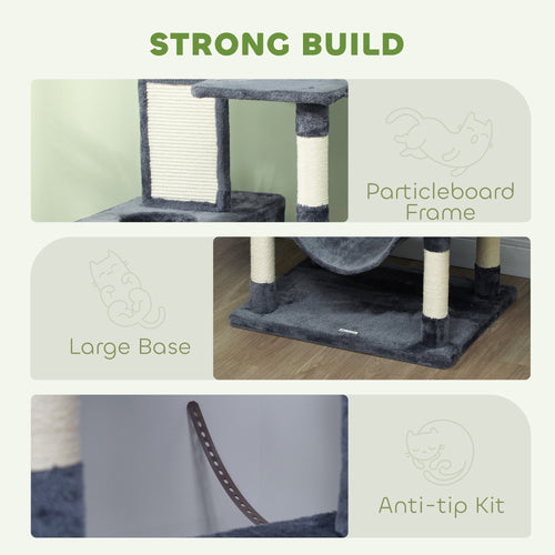  81" Cat Tree w/ Cat Scratching Posts, Scratching Board, Condos, Beds, Hammocks, Toy Balls, Rope Cat Toy, Gray — Cat Trees & 