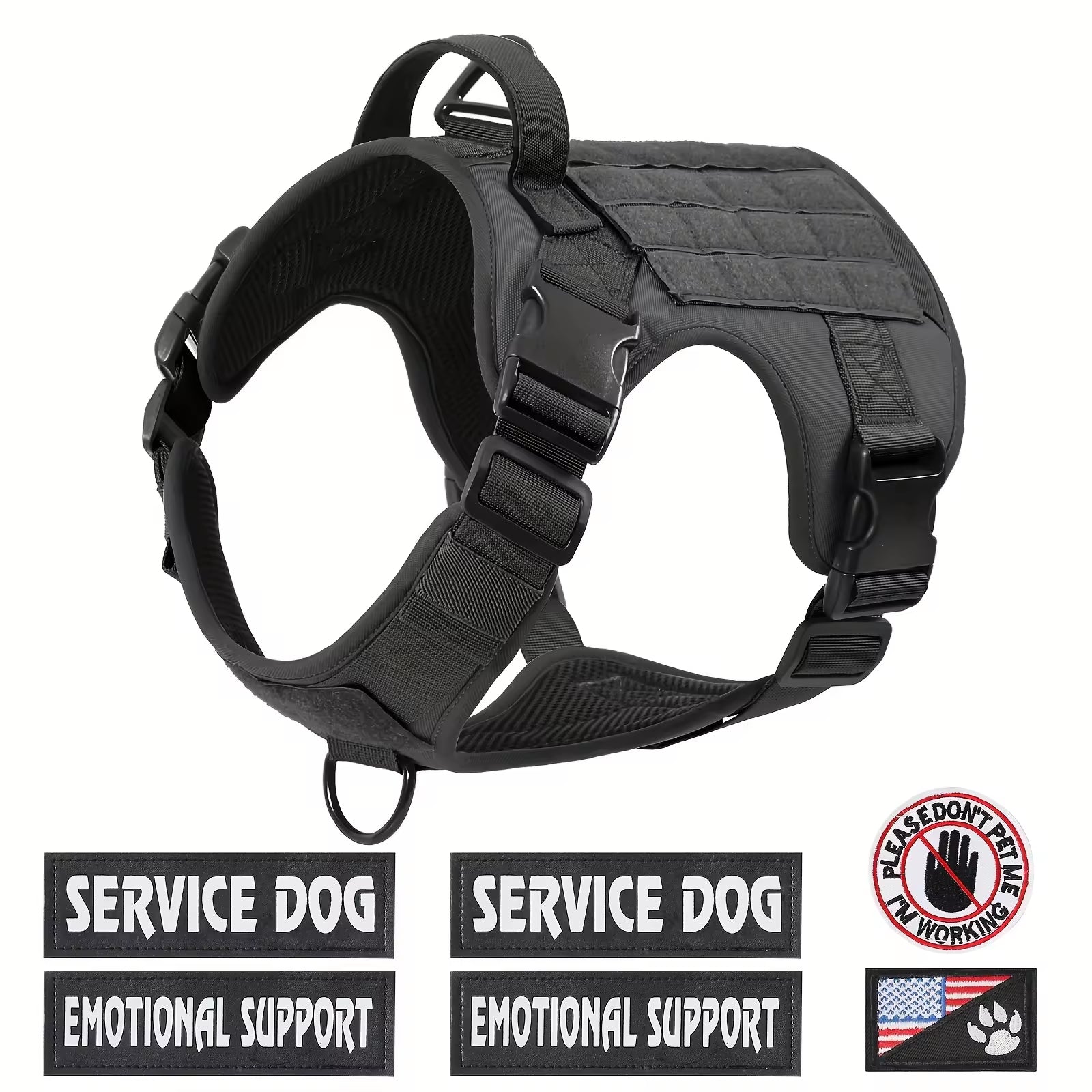 Tactical Dog Harness – Adjustable Reflective Service Vest with Metal Buckle — Dog Collars & Leashes | GetPawsy