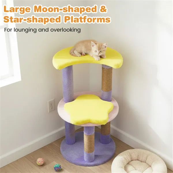 Cat Tree Condo – 4-Level Moon & Star Jute Scratching Post for Cats — Cat Trees & Condos | GetPawsy